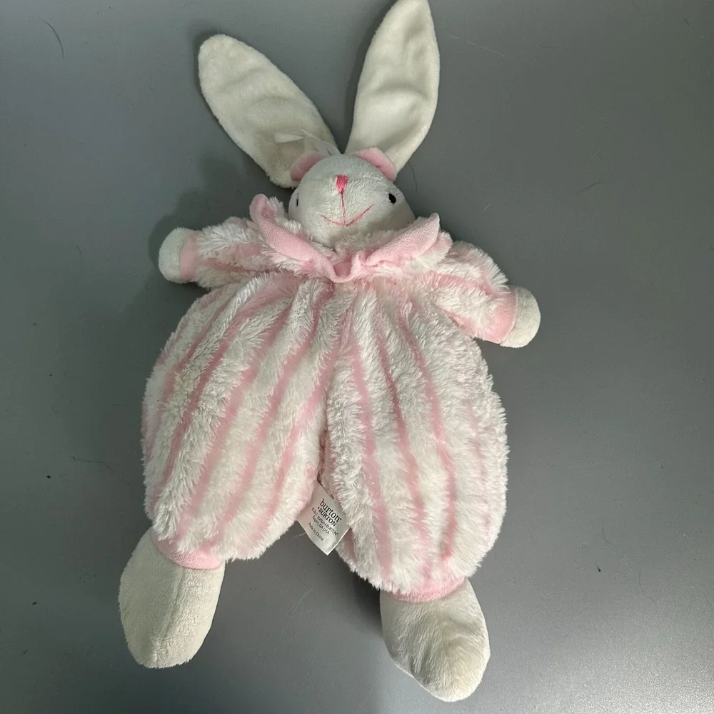 Burton + Burton Pink White Striped Bunny Rabbit Plush Stuffed Animal 2011 Toy